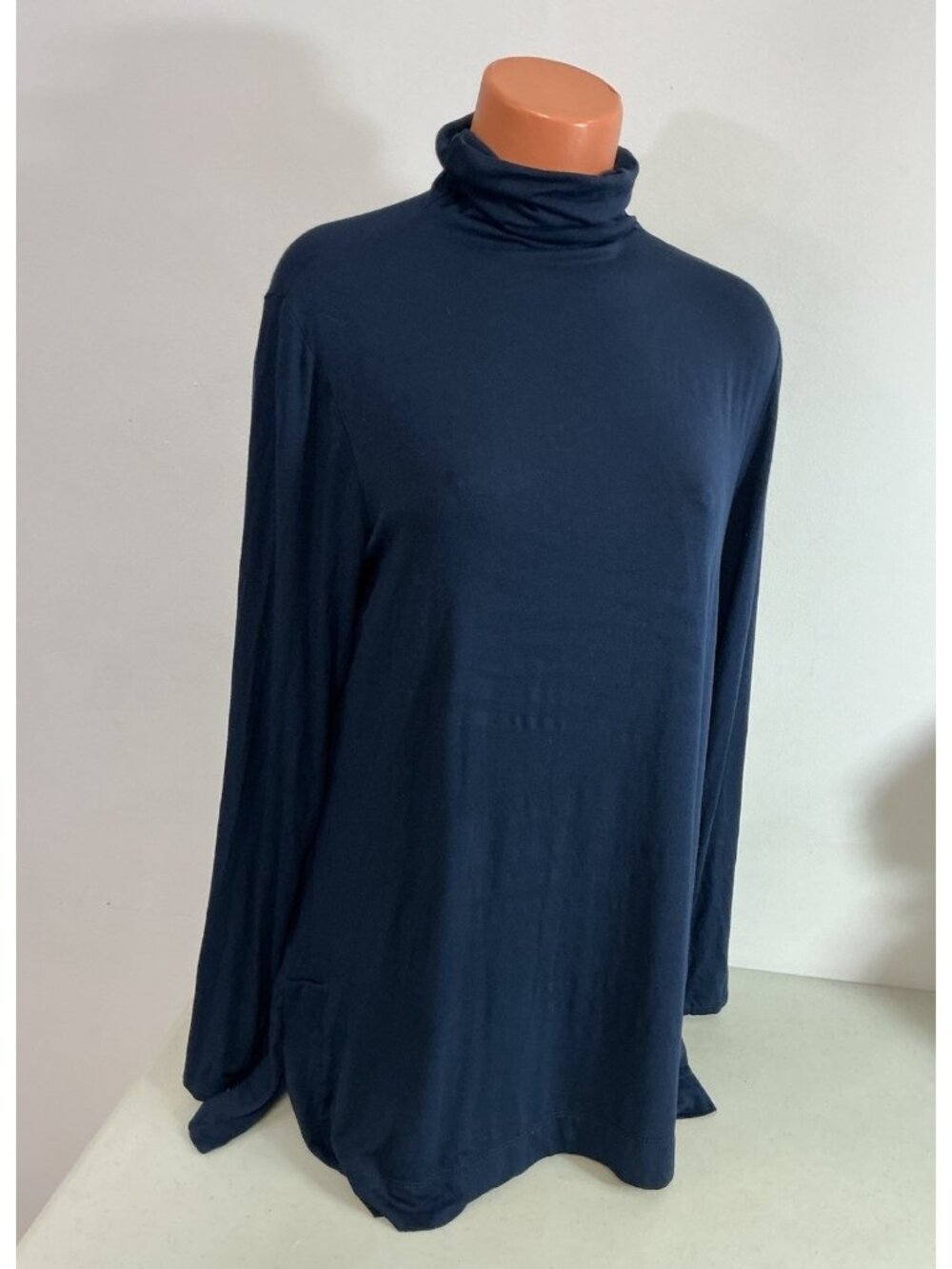 Kinross Navy Turtleneck Top Tunic Made USA Womens XL New